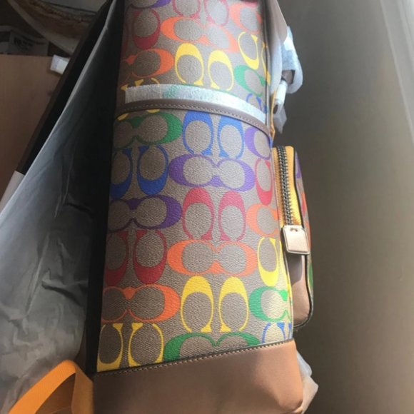 Coach Track Backpack In Rainbow Signature Canvas - Picture 6 of 10